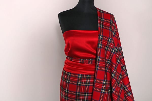 Red wool tartan fabric | new tess