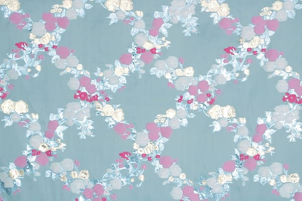 Blue Cotton, Polyester, Silk fabric for dressmaking