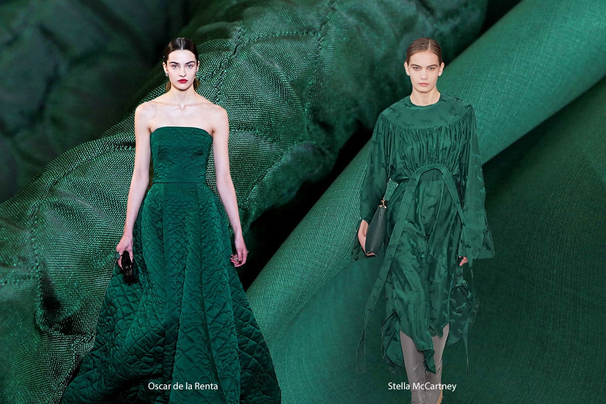 Fall Winter 2019 2020 colour trends: Forest Green fabrics