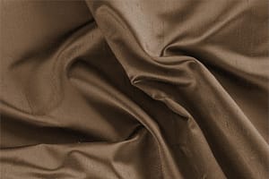 Tessuto Raso Shantung Marrone Bronzo in Seta per abbigliamento