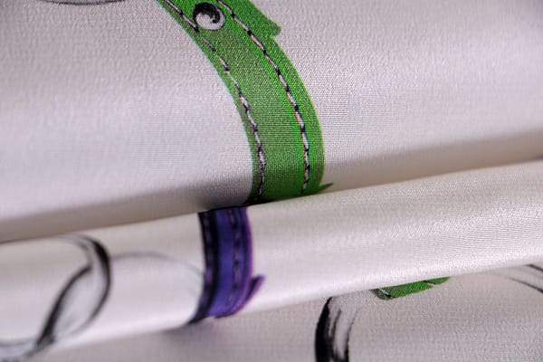 Blue, Green Silk Crêpe de Chine fabric for dressmaking