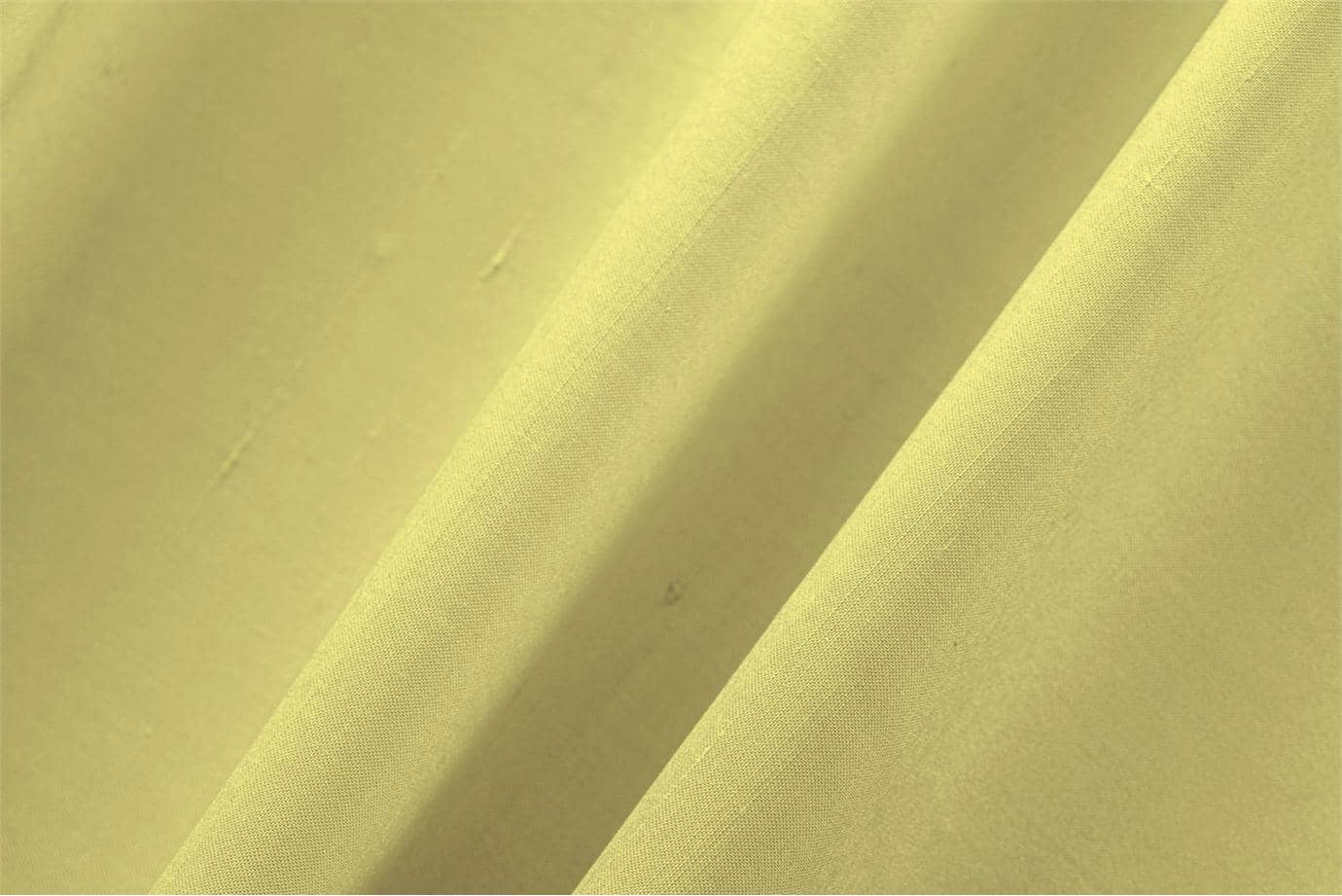 Tessuto Double Shantung Giallo Limone in Cotone, Seta per abbigliamento