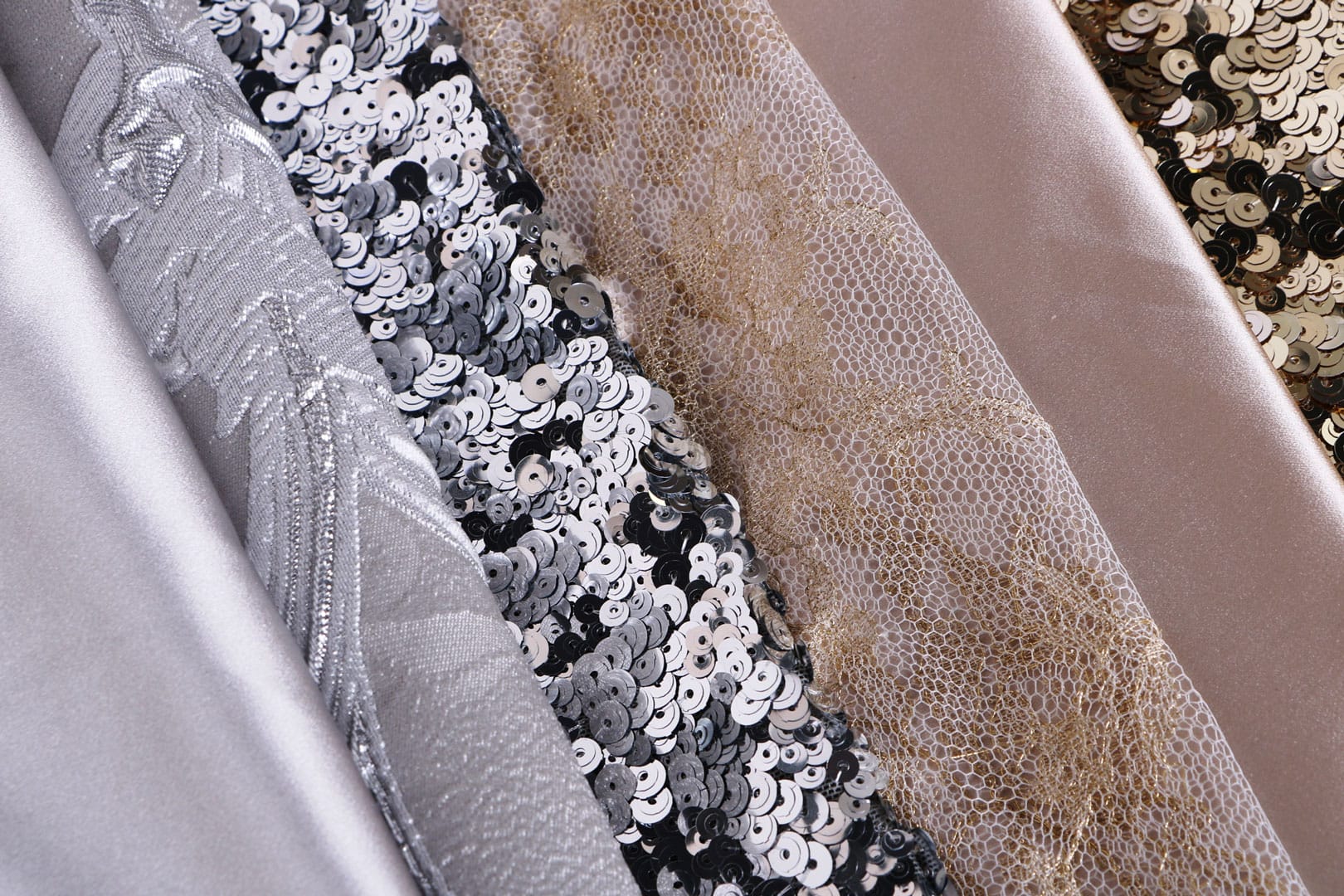 Silver and Gold fabrics for dressmaking | new tess