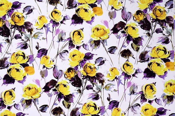 Purple, White, Yellow Cotton Cotton canvas fabric for dressmaking