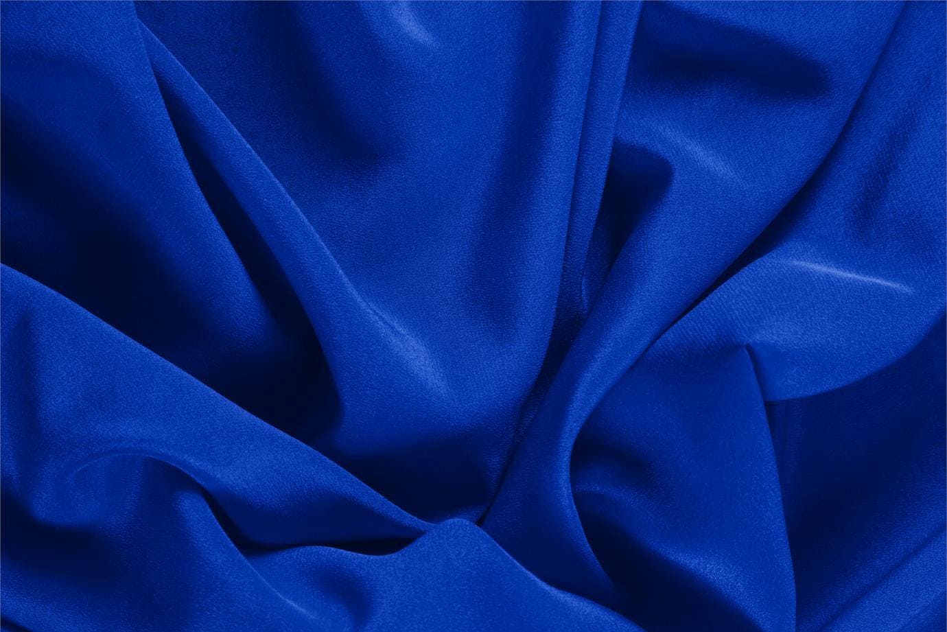 Tessuto Crêpe de Chine Blu Elettrico in Seta per abbigliamento