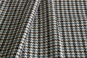 Beige, Blue Tartan Wool-blend Coating Fabric - Pied Poule 000800