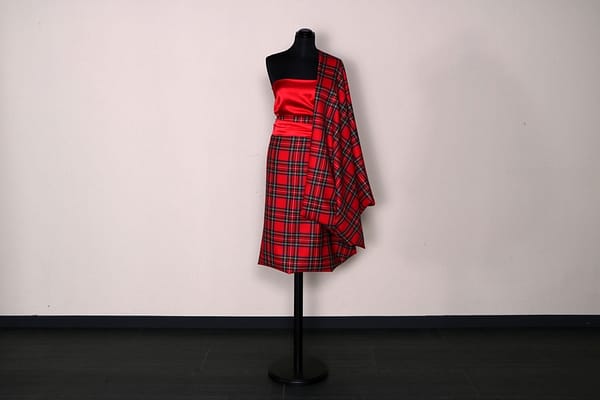 Red wool tartan fabric | new tess