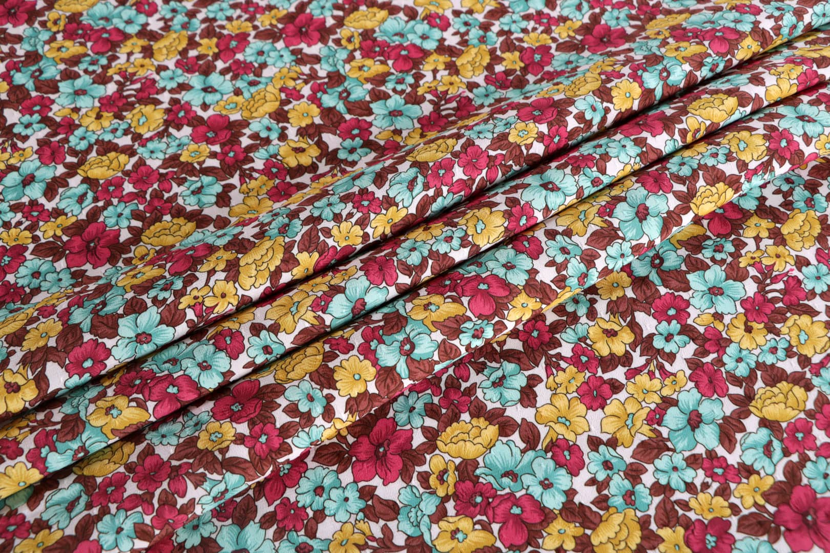 Blue, Brown, Multicolor, Yellow Viscose fabric for dressmaking