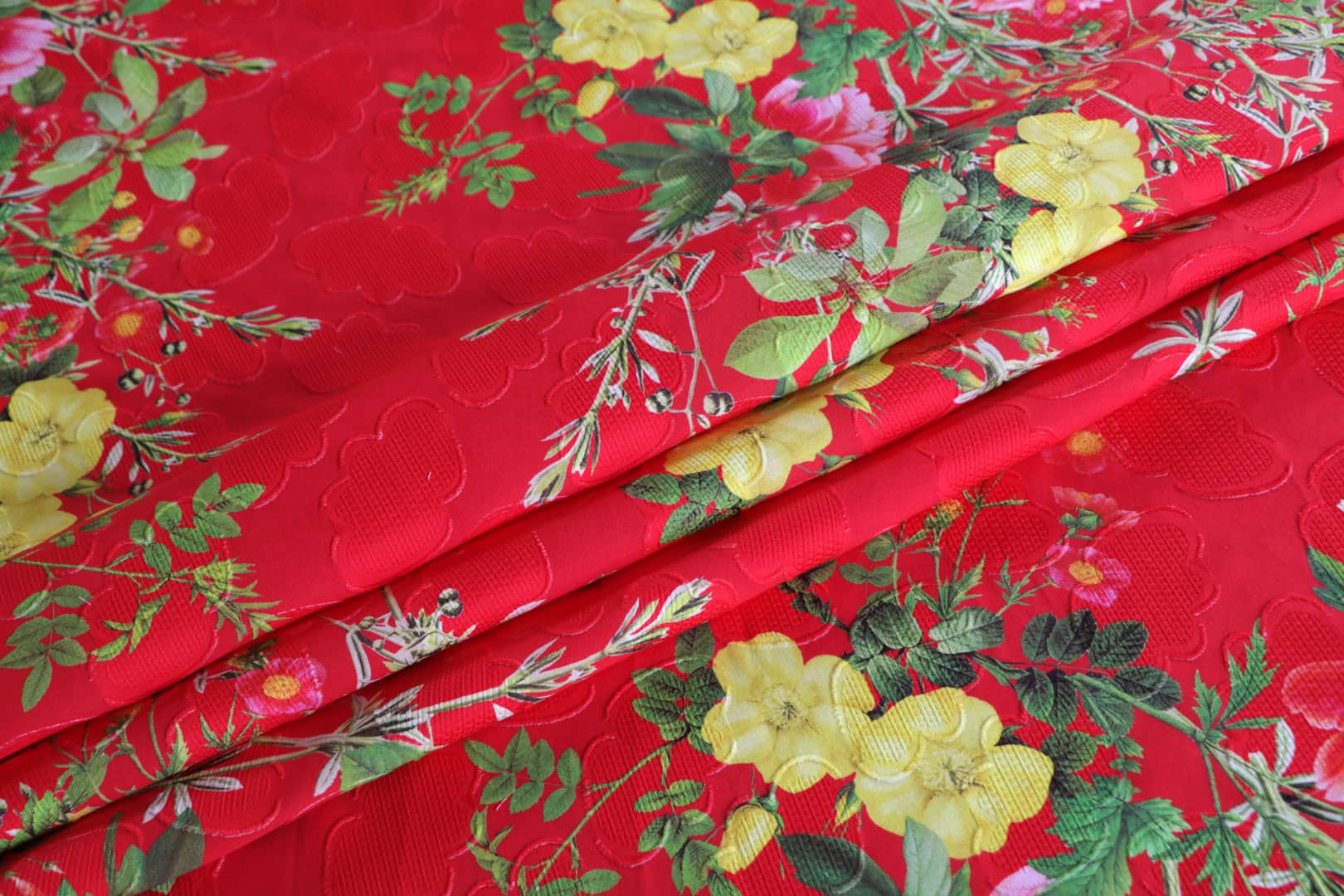 Green, Red, Yellow Cotton fabric for dressmaking
