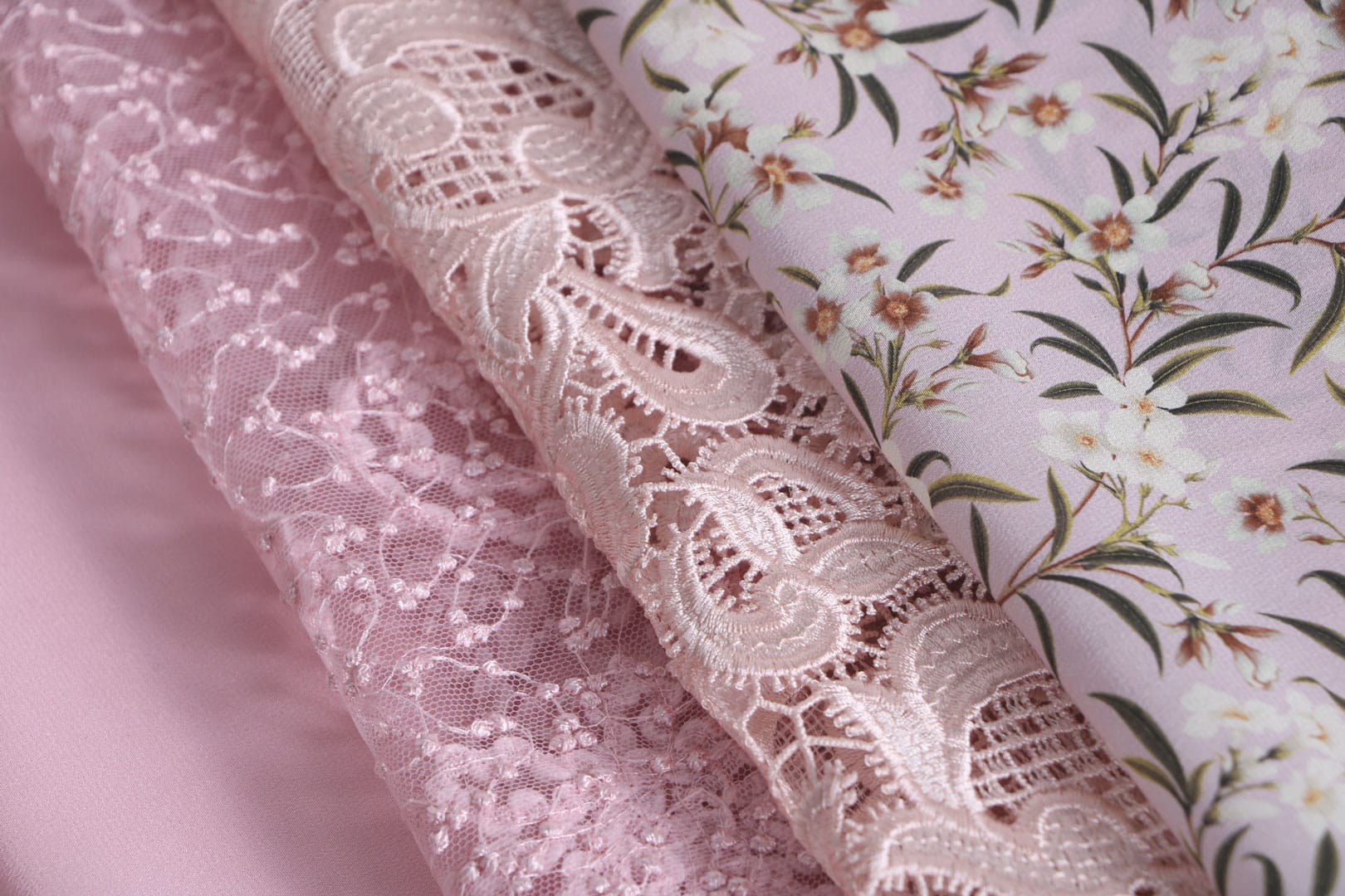 Pirouette pink pastel fabrics for dressmaking | new tess