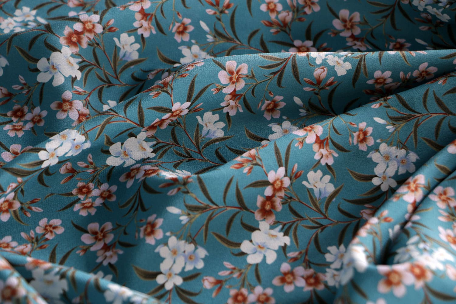 Tessuto floreale in crepe de chine di pura seta per abbigliamento e moda | new tess