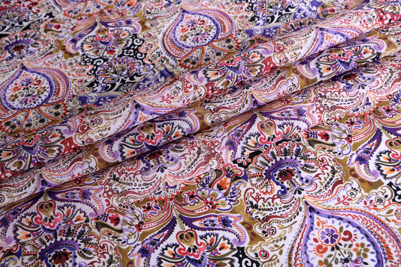 Tissu Georgette Blanc, Multicolor en Soie pour vêtements