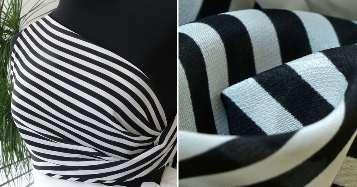 Silk black and white striped top | new tess fabric