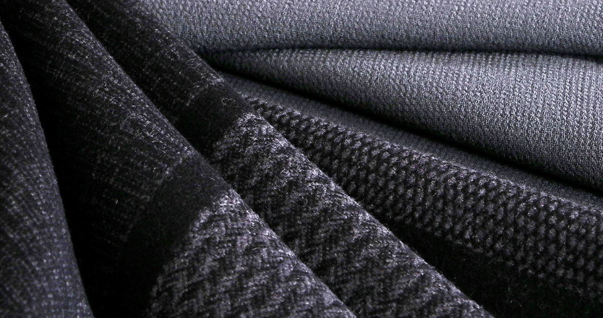 Grey wool-blend coating fabrics by new tess