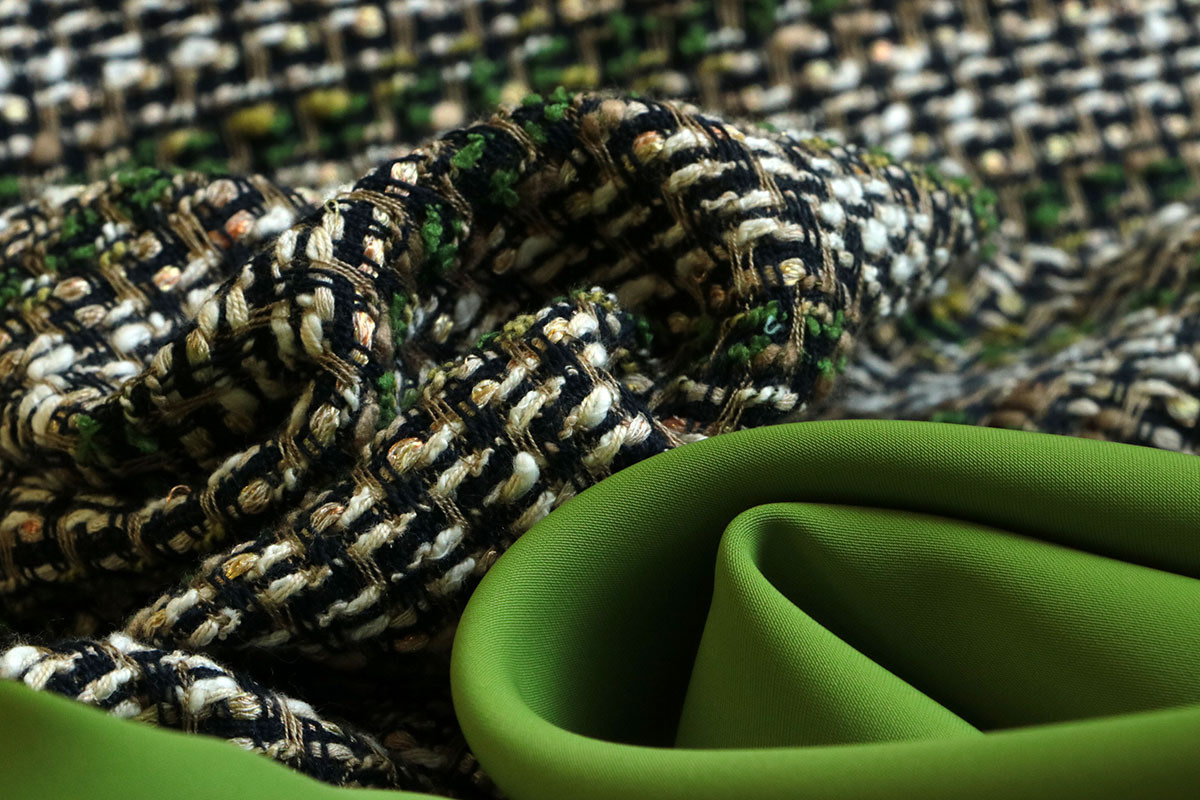 Green bouclé fabric | new tess