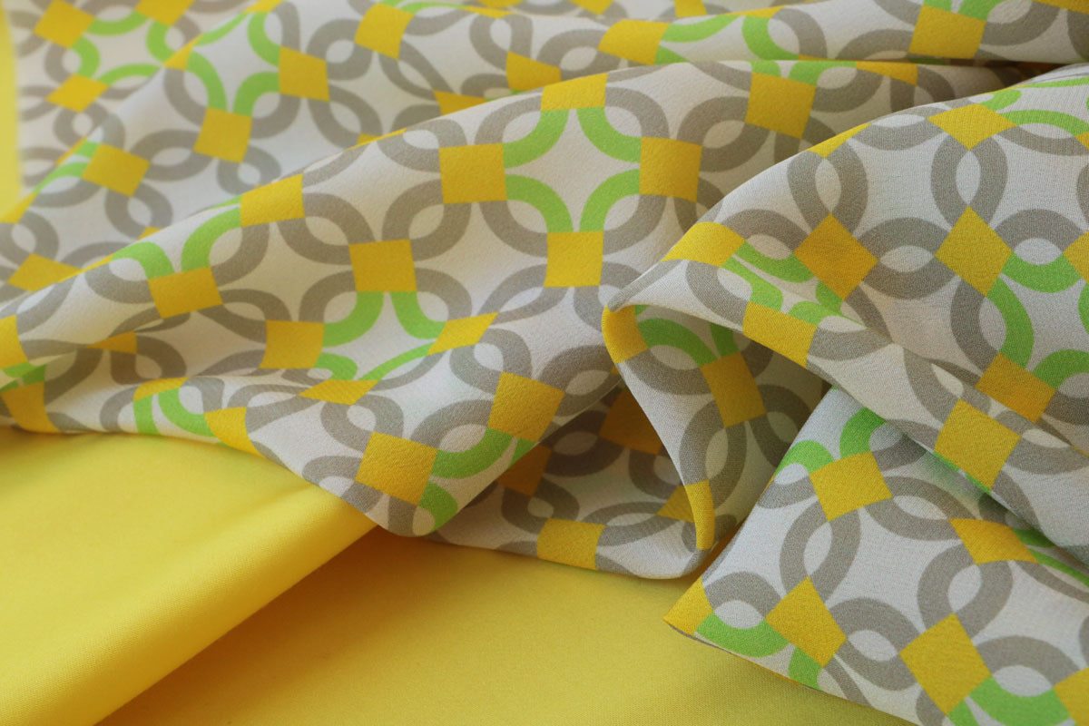 Yellow geometric print fabric