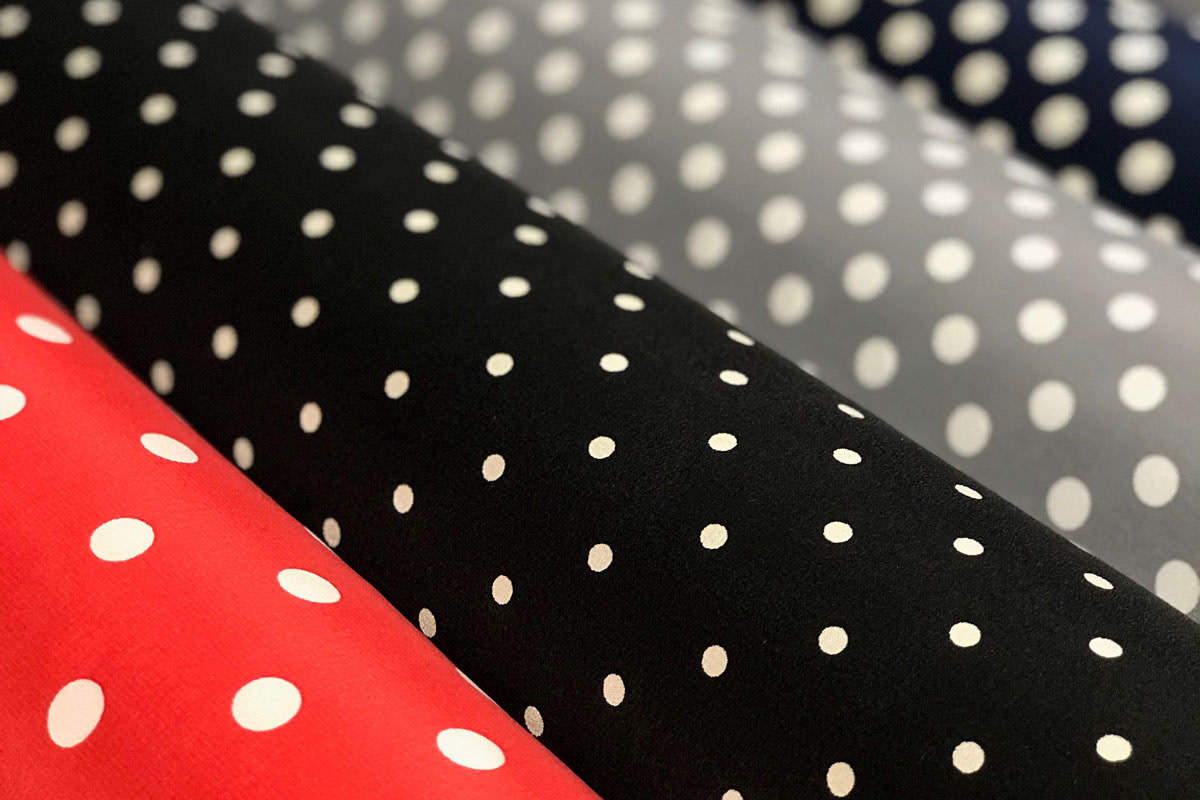 Silk polka dots fabrics for dressmaking | new tess