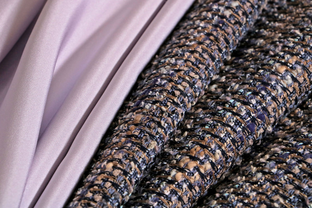 Tessuti lilla bouclé di alta qualità per l'abbigliamento | new tess