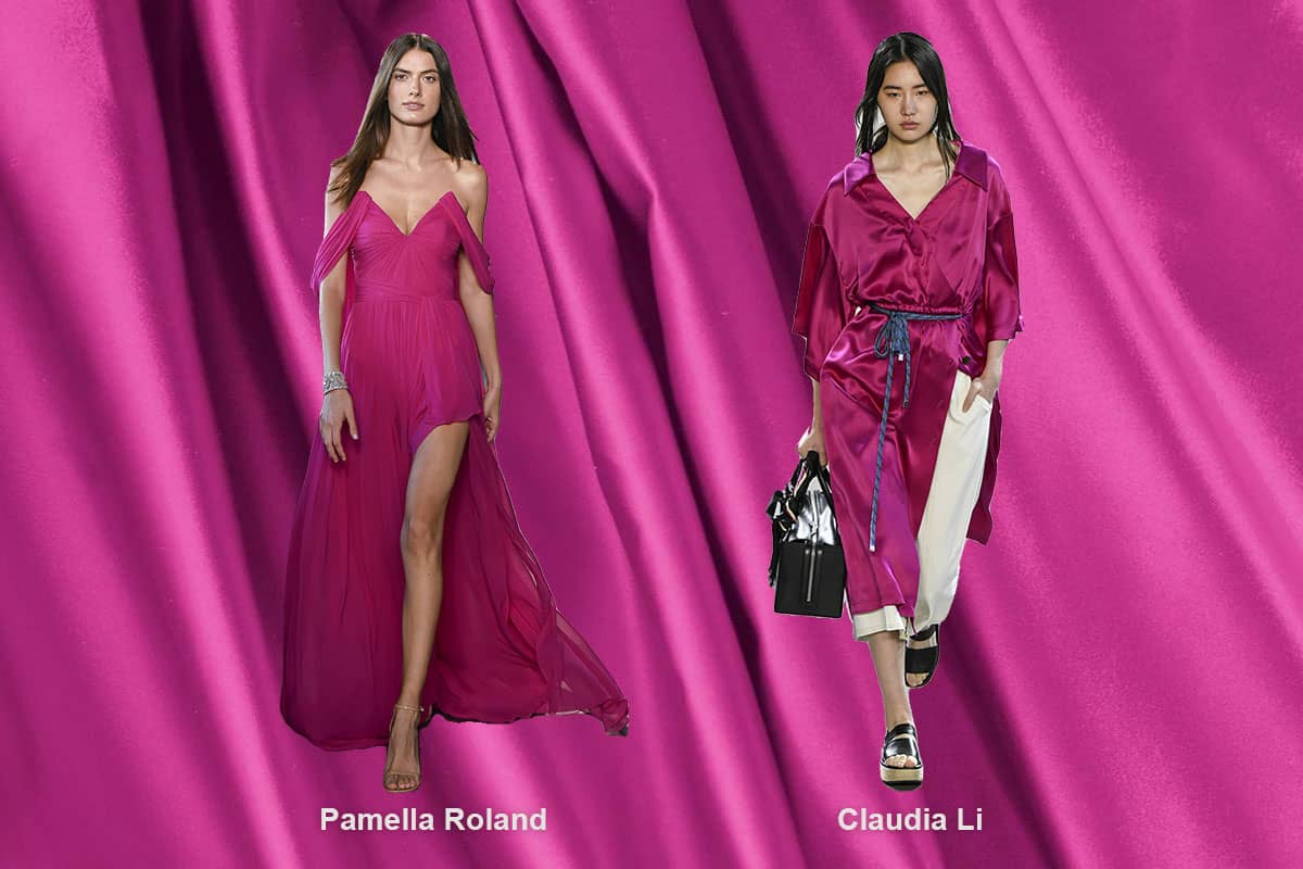 Pink peacock fabrics for dressmaking | Tessuti rosa ciclamino per abbigliamento