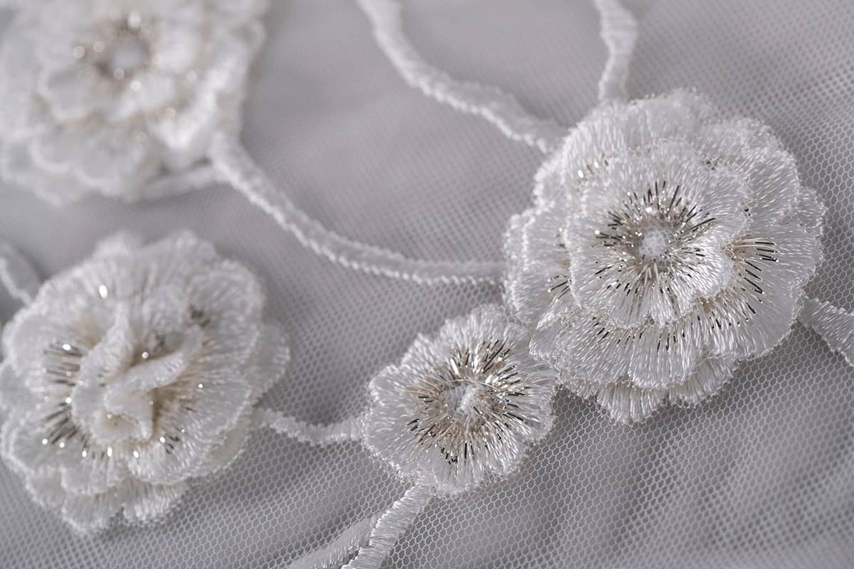 Tulle with Applications for wedding dress | new tess bridal fabrics and laces