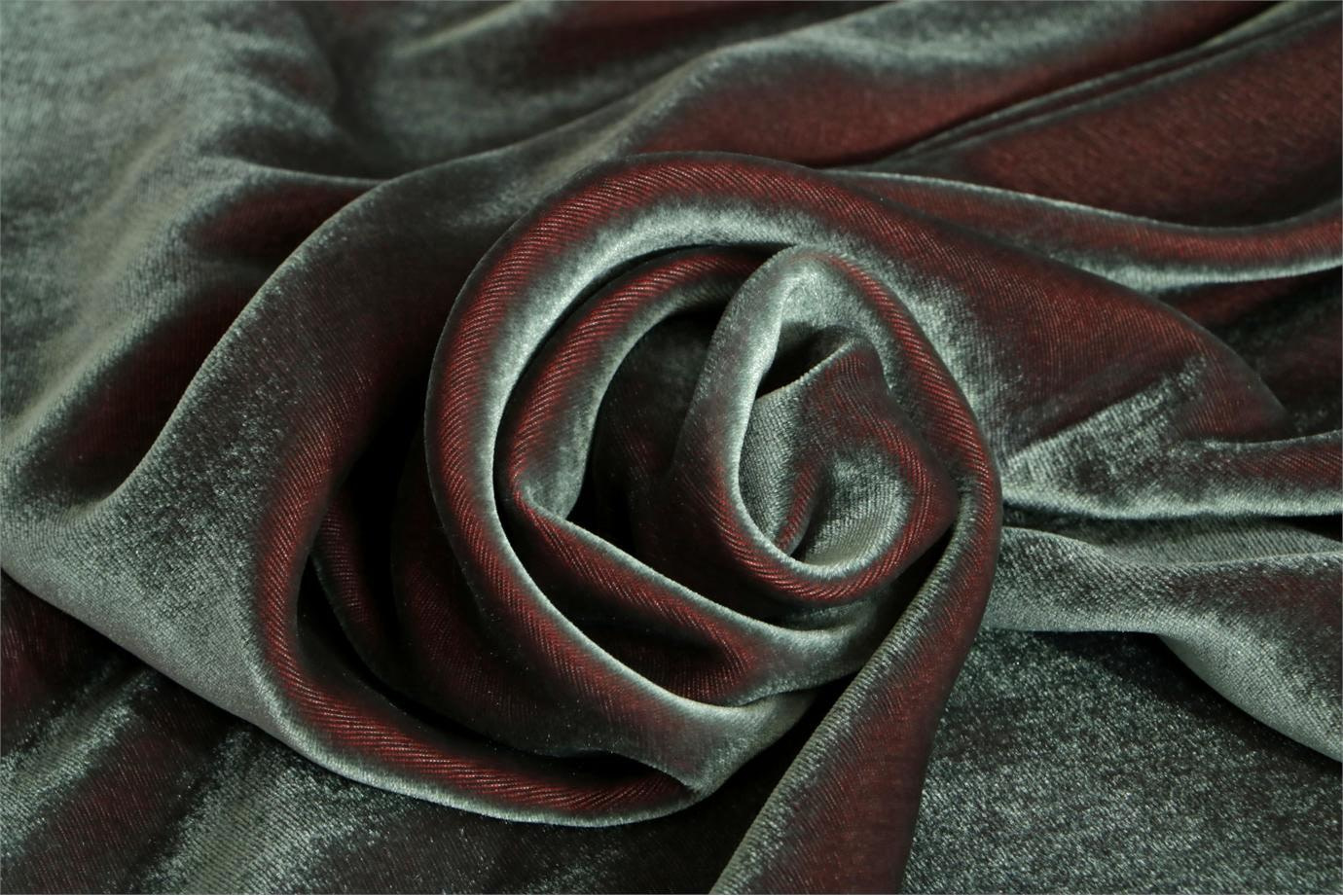 Velluto in seta e viscosa grigio peltro per abbigliamento - new tess