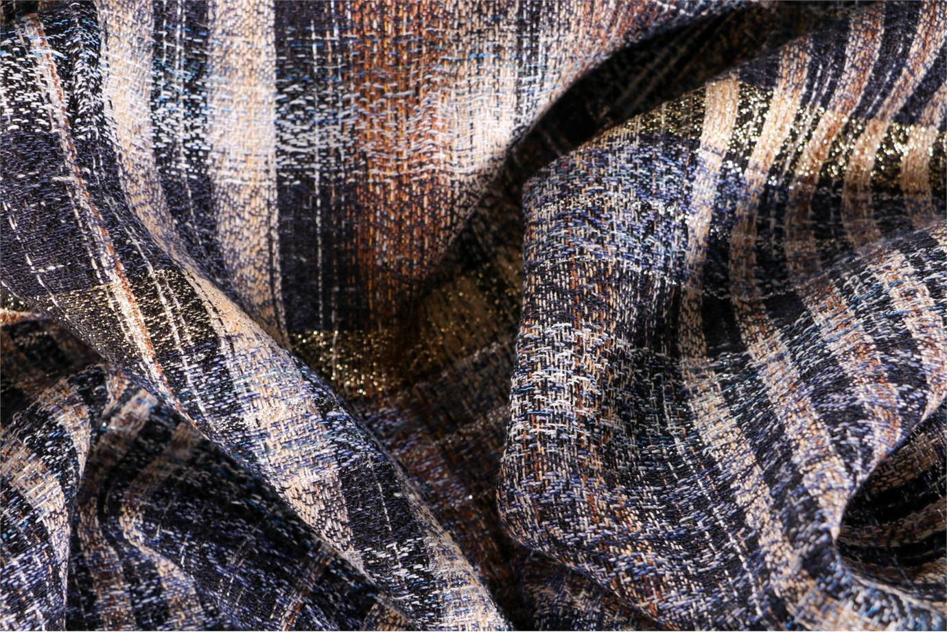 Tissu Couture Beige, Bleu, Marron en Coton, Laine, Polyester, Viscose UN001066