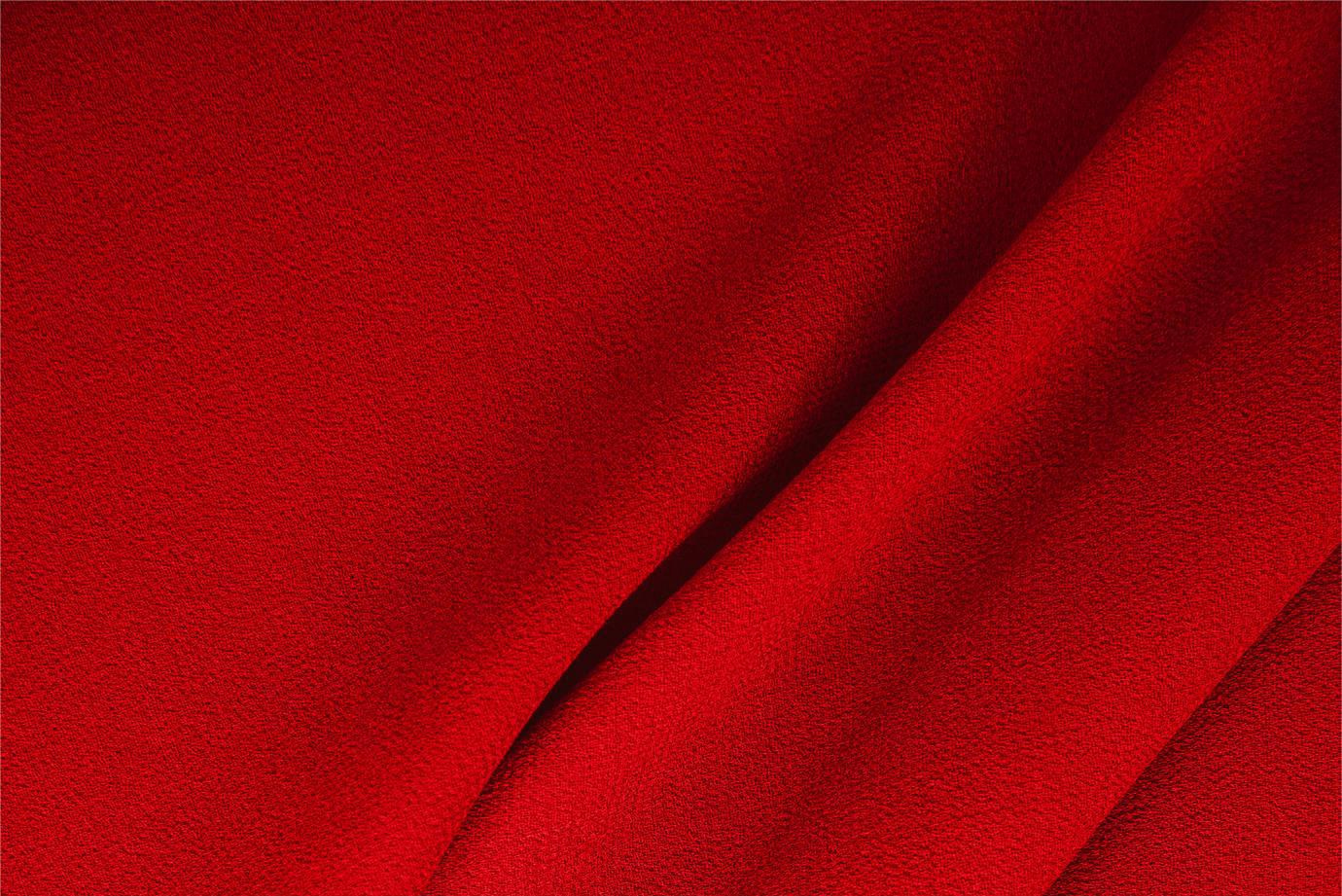 Tessuto Doppia Crepella di Lana Rosso Fuoco in Lana per abbigliamento