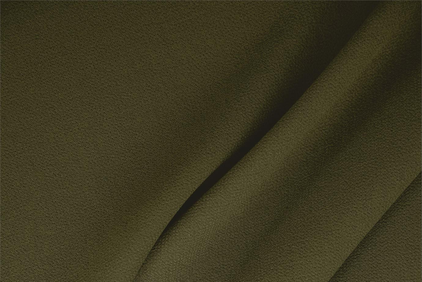 Tessuto Doppia Crepella di Lana Verde Militare in Lana per abbigliamento