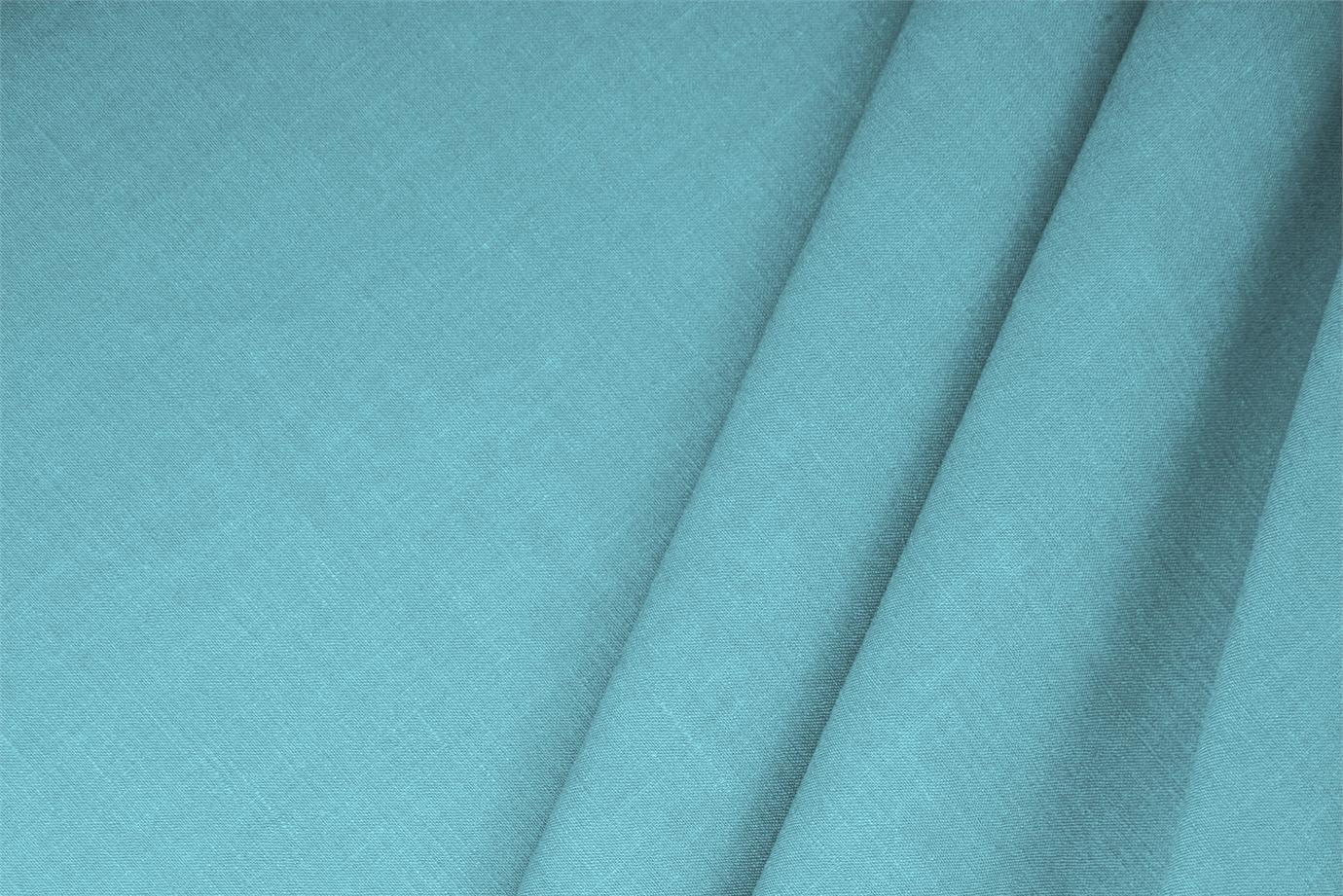 Tessuto Misto Lino Blu Turchese in Lino, Stretch, Viscosa per Abbigliamento TC000213