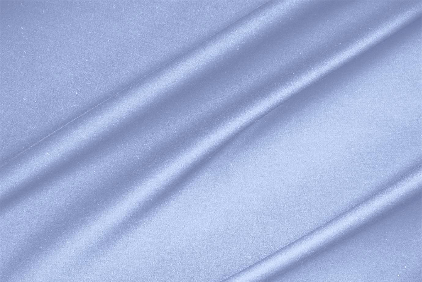 Light blue lightweight stretch cotton sateen fabric for dressmaking