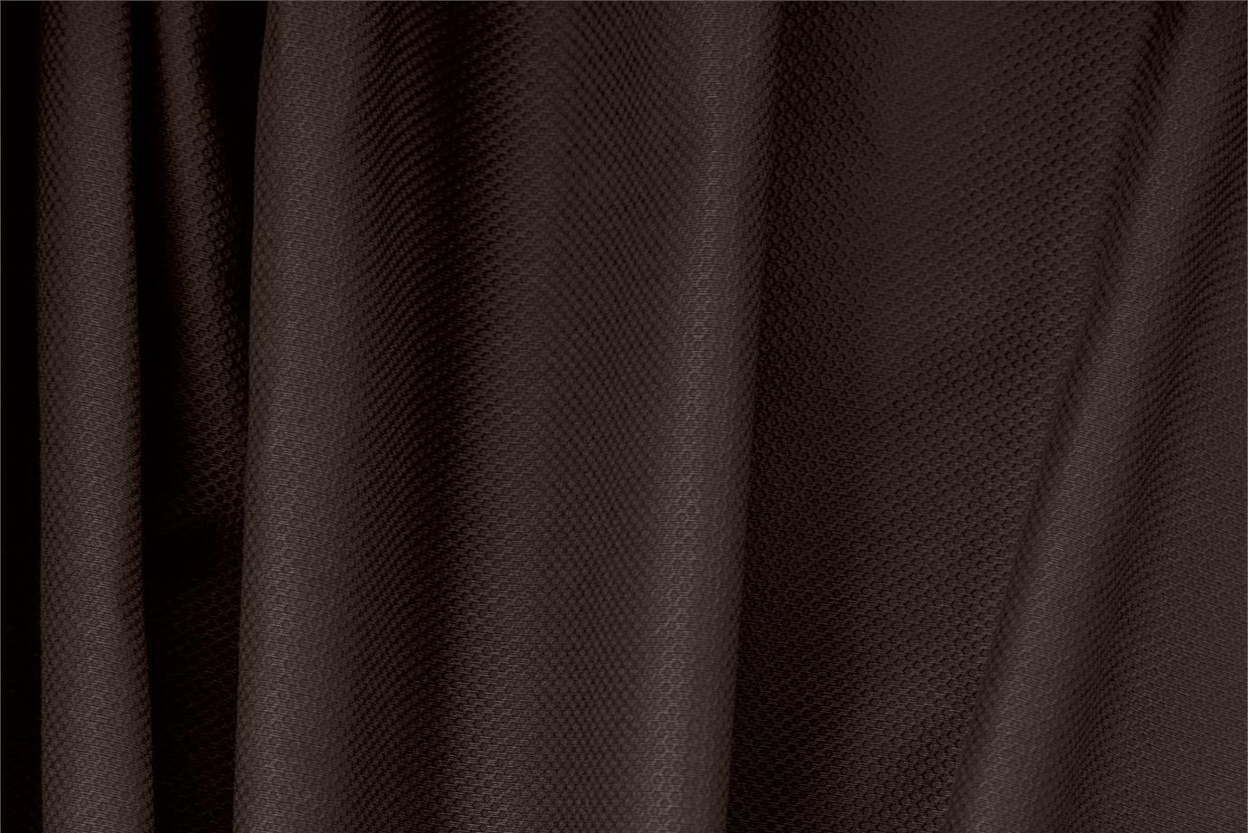 Tessuto Piquet Stretch Marrone Fondente in Cotone, Stretch per Abbigliamento TC000278