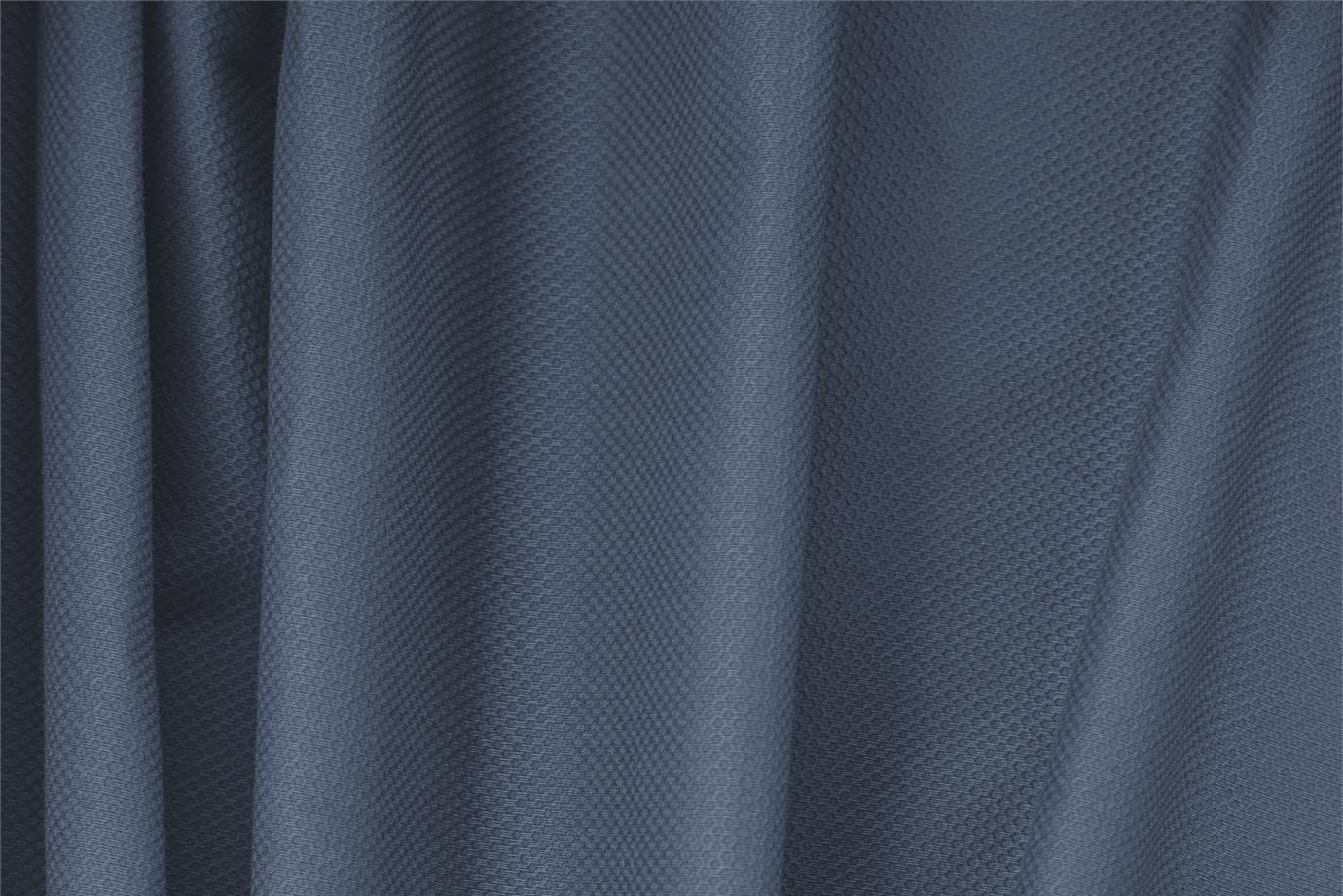 Tessuto Piquet Stretch Blu Avio in Cotone, Stretch per abbigliamento