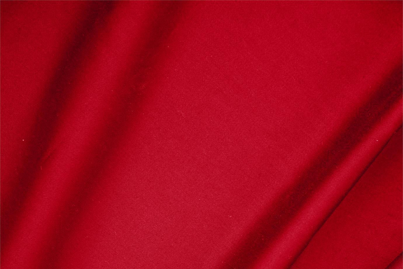 Tessuto Raso di Cotone Stretch Rosso Fuoco in Cotone, Stretch per Abbigliamento TC000310
