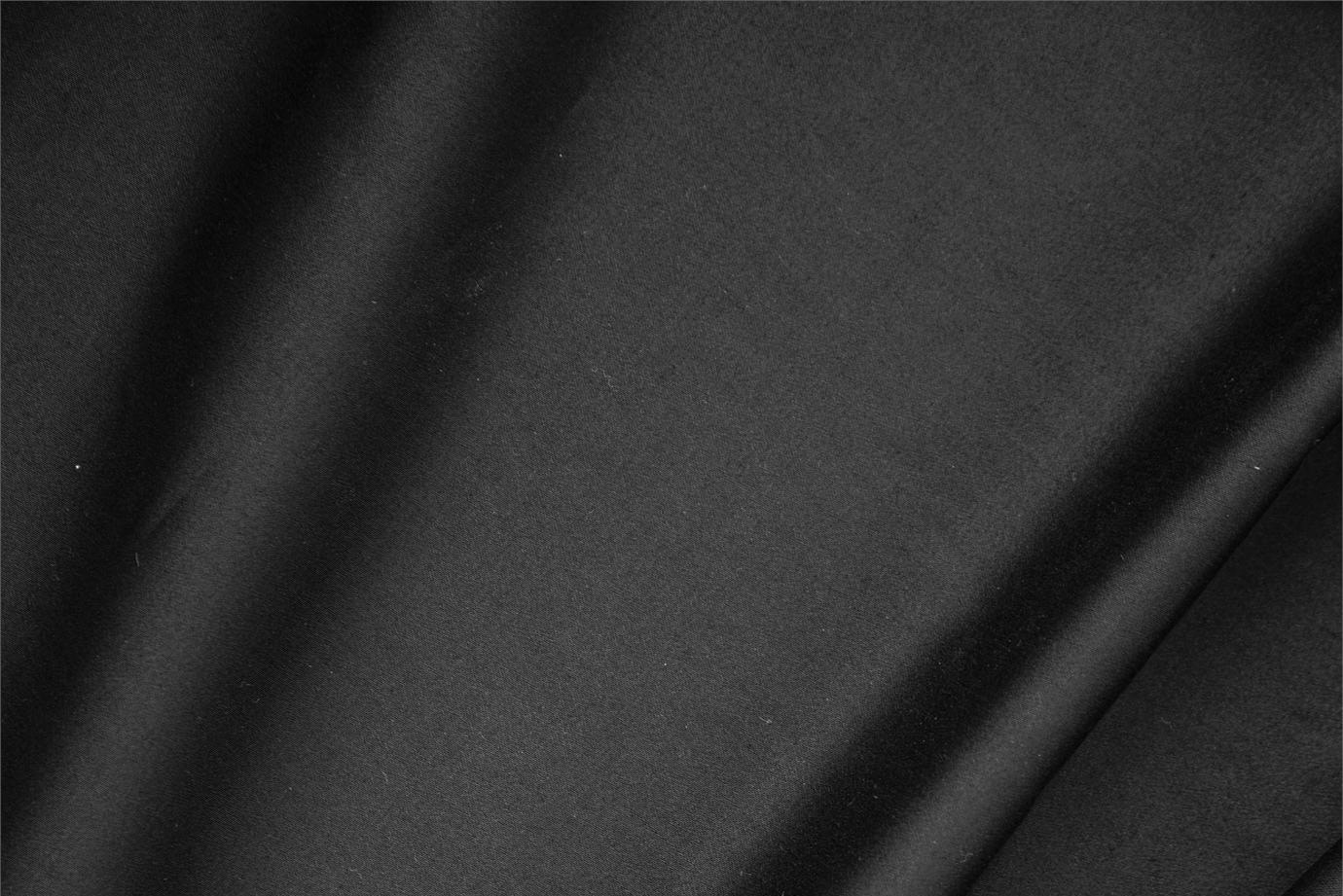 Tissu satin de coton stretch noir pour vêtements