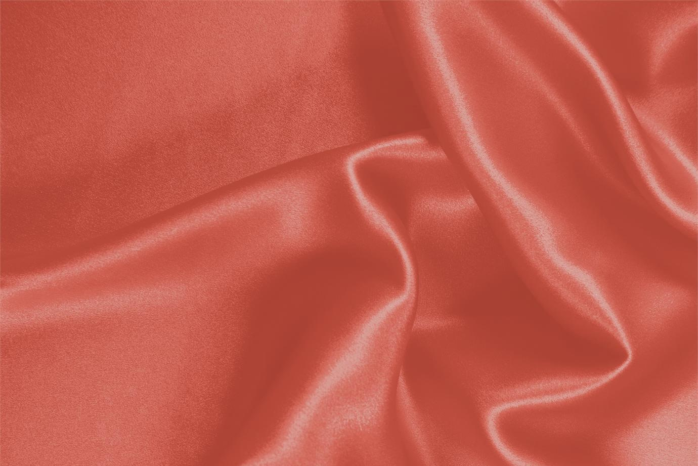 Tomato Orange Silk Crêpe Satin fabric for dressmaking