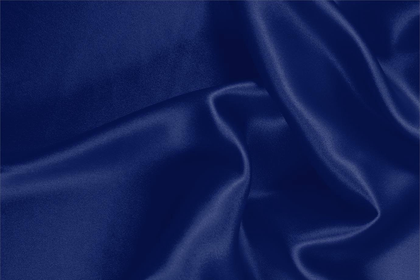Tessuto Raso Stretch Blu Royale in Seta, Stretch per Abbigliamento UN000644