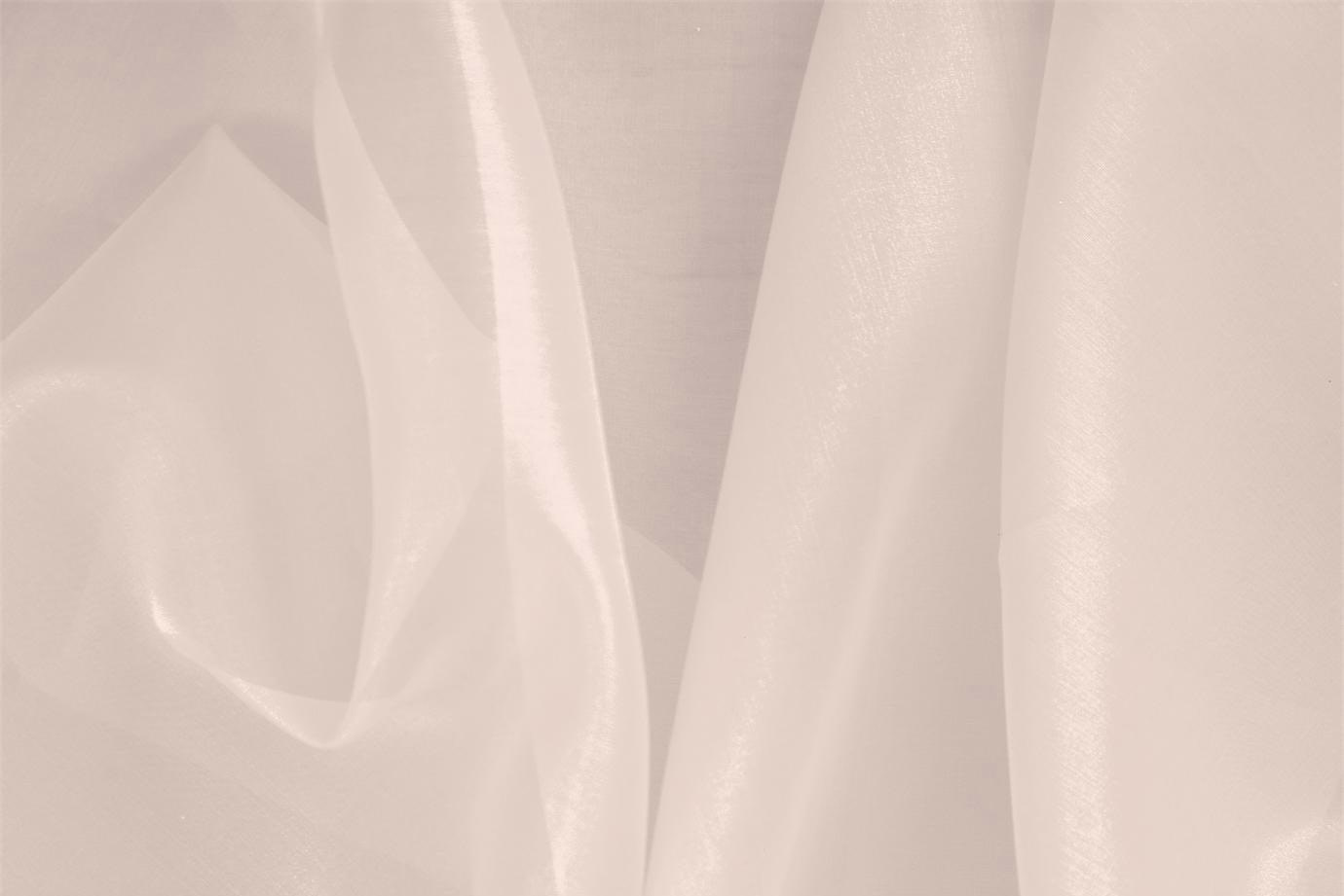 Tessuto Organza Rosa Confetto in Seta per abbigliamento
