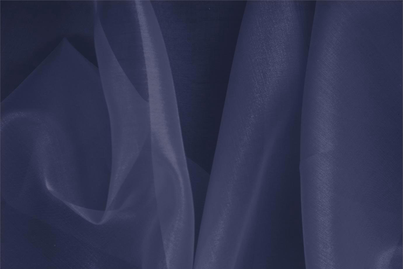 Tessuto Organza Blu Marine in Seta per abbigliamento