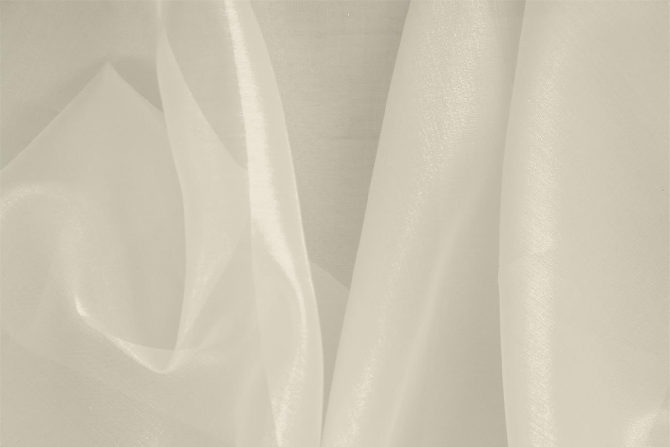 Tessuto Organza Bianco Vaniglia in Seta per Abbigliamento UN000570