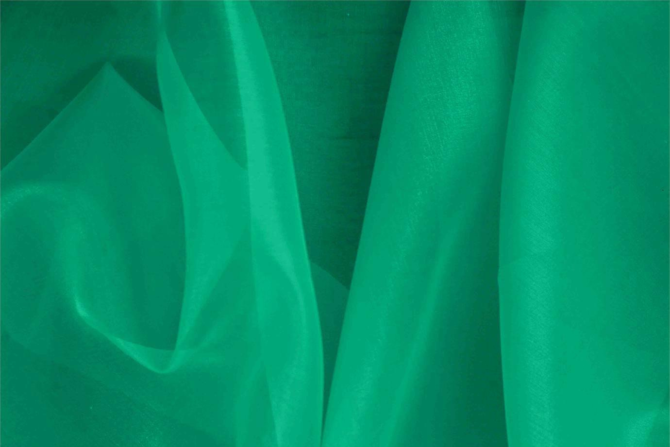 Emerald Green Silk Organza fabric for dressmaking