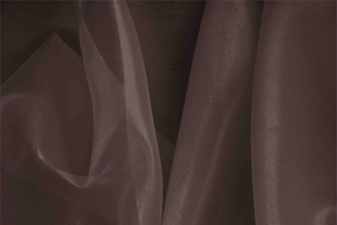 Coffee Brown Silk Organza fabric for dressmaking