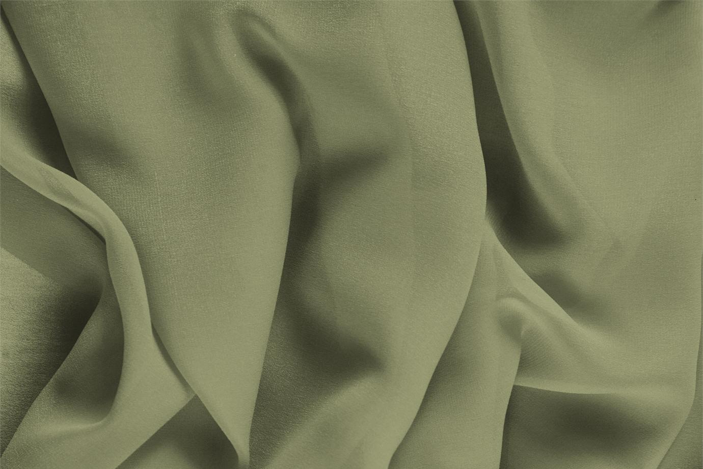 Tissu Couture Georgette Vert olive en Soie UN000471