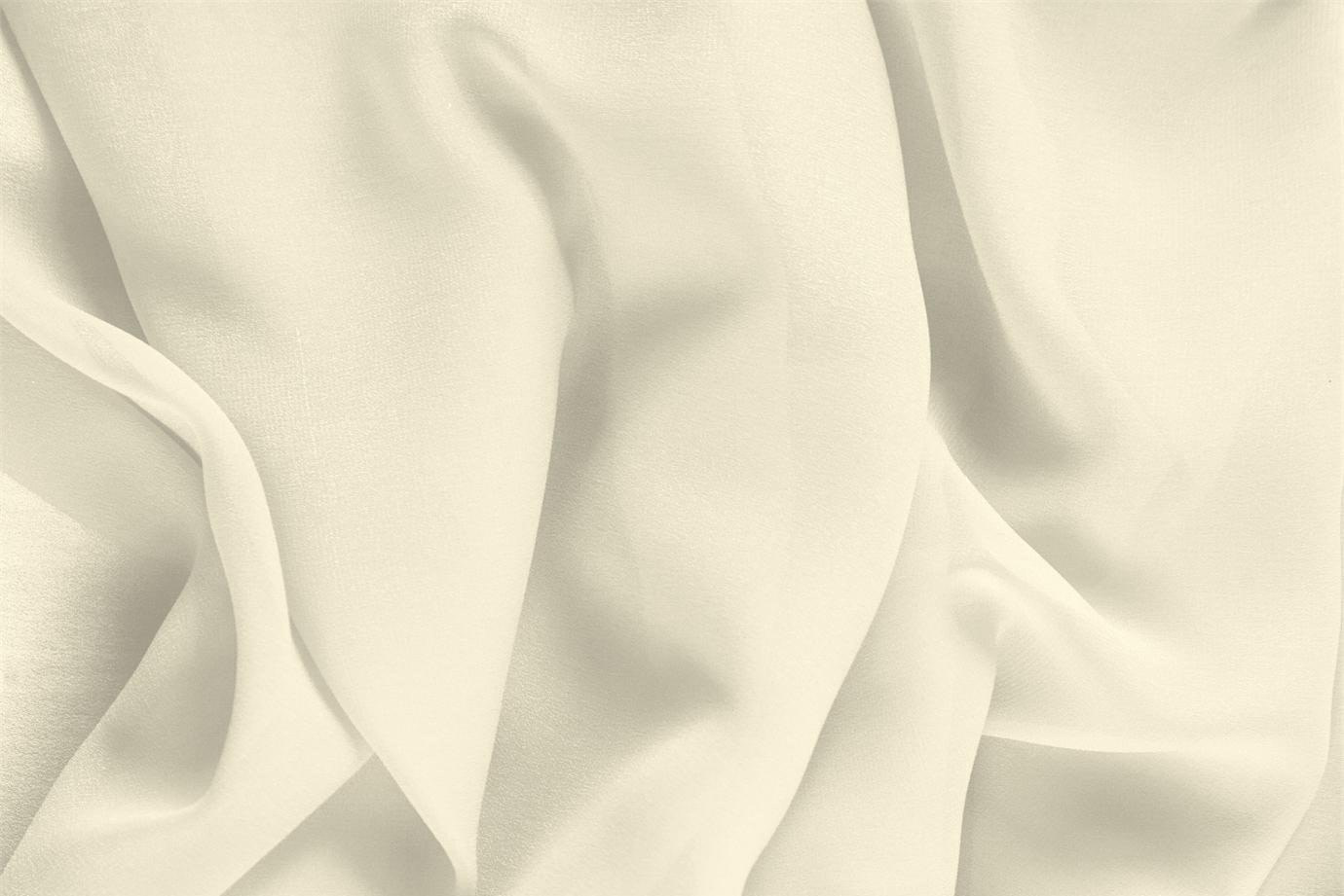 Tessuto Georgette Bianco Latte in Seta per Abbigliamento UN000408