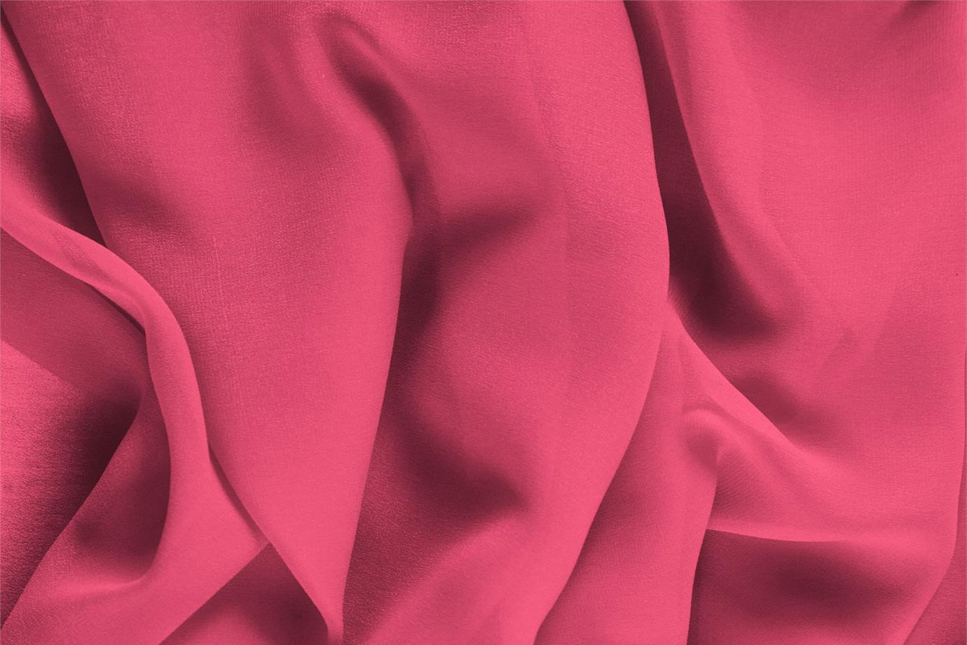 Tessuto Georgette Fucsia Petunia in Seta per Abbigliamento UN000436