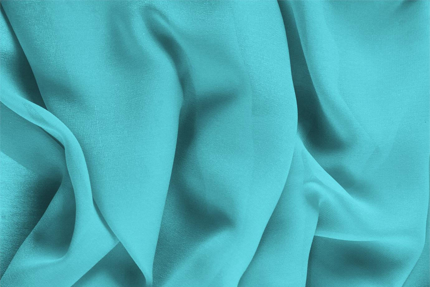 Tessuto Georgette Blu Onda in Seta per Abbigliamento UN000460