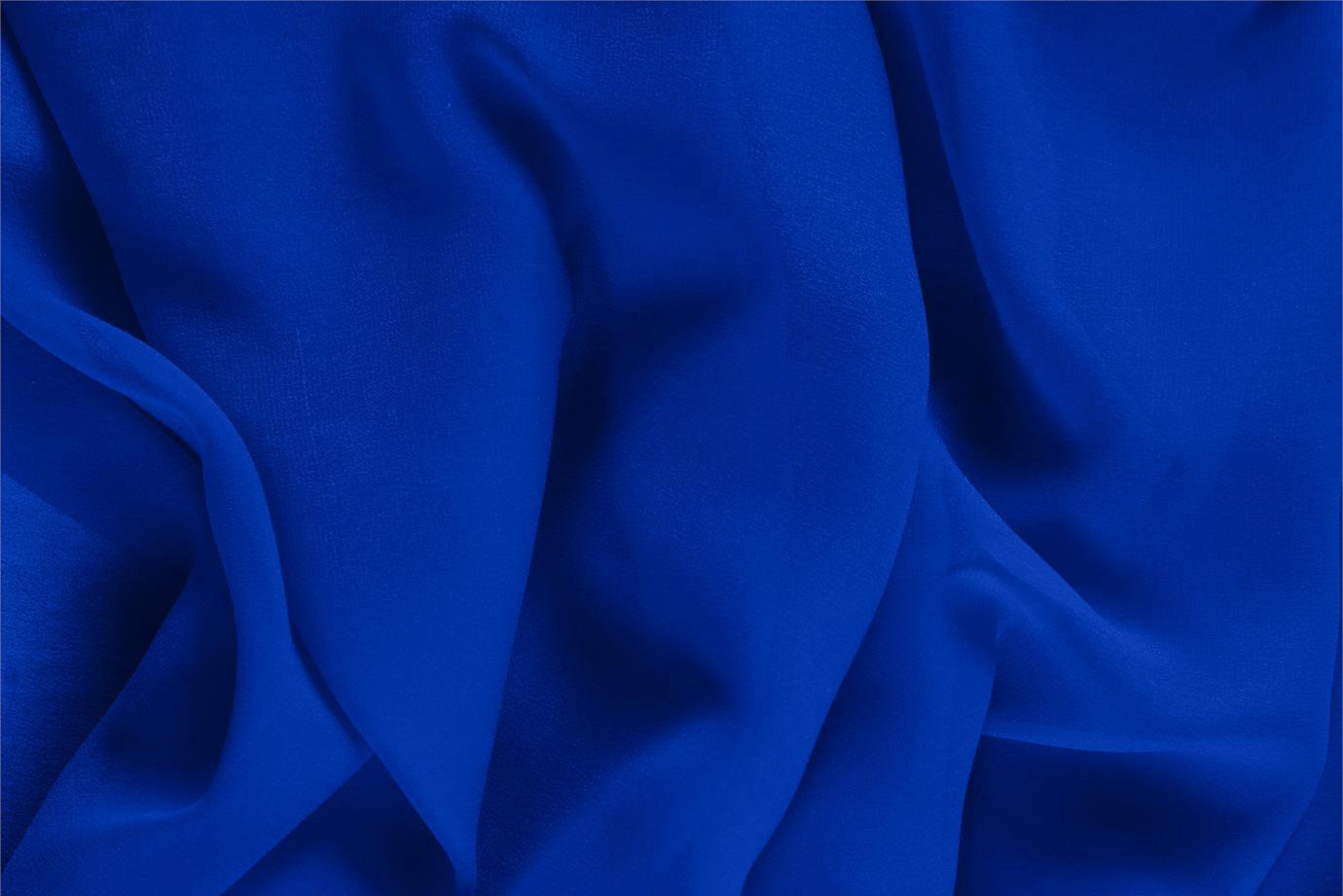 Tessuto Georgette Blu Elettrico in Seta per Abbigliamento UN000447