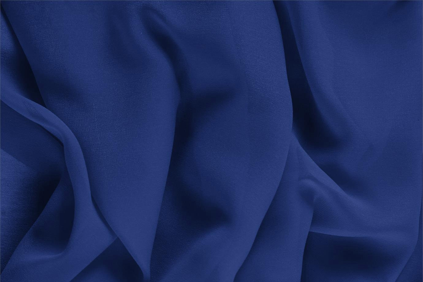 Tessuto Georgette Blu Zaffiro in Seta per Abbigliamento UN000448