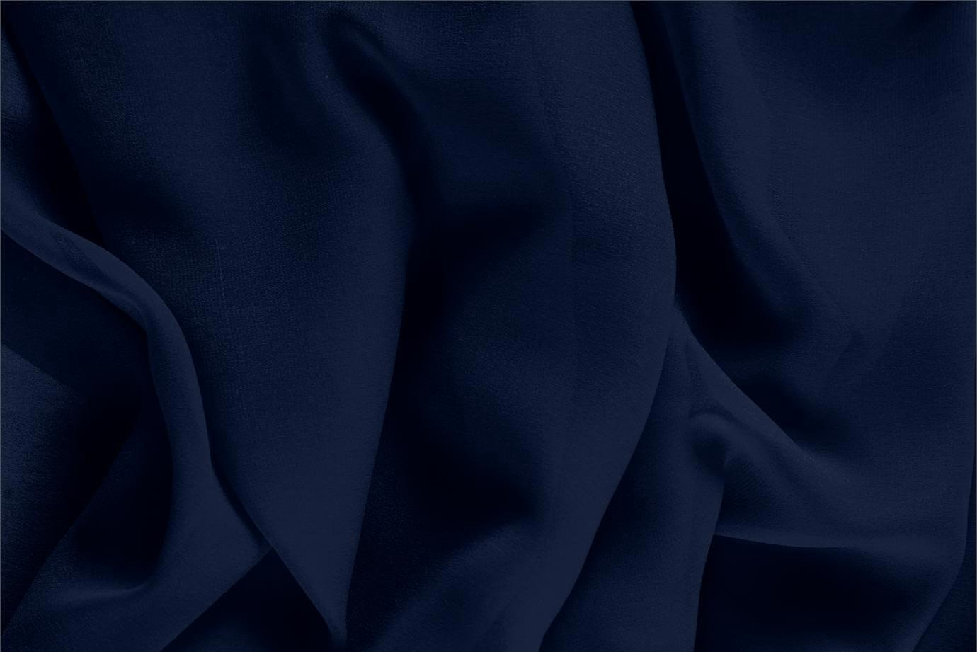 Tessuto Georgette Blu Navy in Seta per abbigliamento