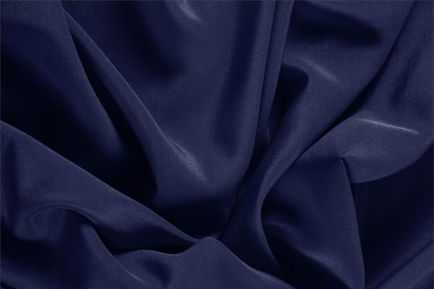 Tessuto Crêpe de Chine Blu Marine in Seta per abbigliamento