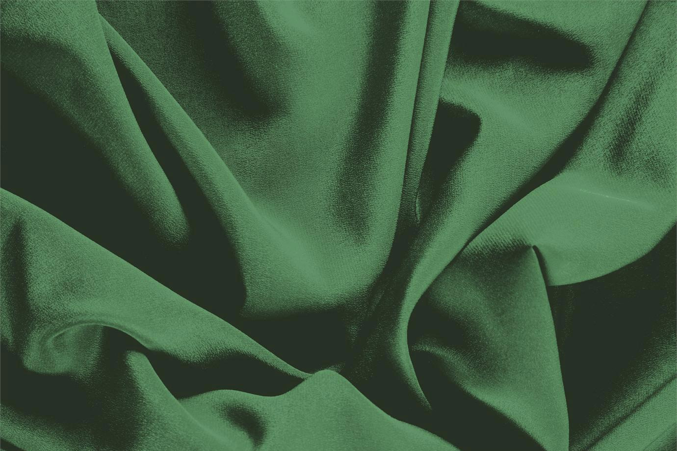 Tessuto Crêpe de Chine Verde Smeraldo in Seta per Abbigliamento UN000383